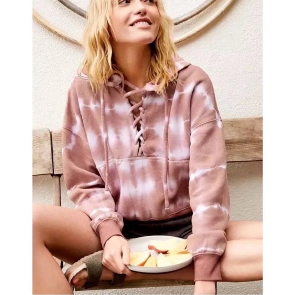 Free People FP Movement Tie Dye Believer cropped hooded sweatshirt in Fireside